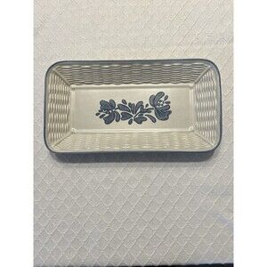 Pfaltzgraff Yorktowne Stoneware Basket Weave Bread Tray Platter (12"x6.5”) Vtg.